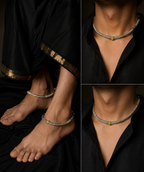 Kundan Hasli Neckring with Kada Anklet Combo | Ethnic German Silver Jewelry