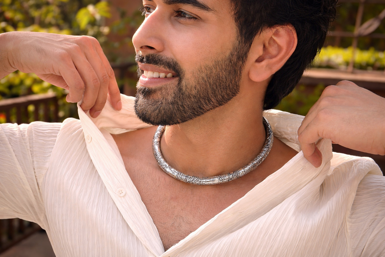 Oxidised Silver Plated Rajasthani Hansli Necklace  Choker for Women and Girls (Size: 21-22 inches)
