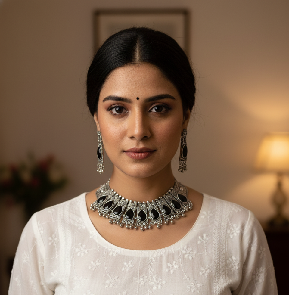 Oxidised Silver Jewelry Set for Women