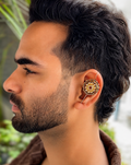 Handcrafted Oxidised German Silver Men’s Earcuff with Kundan Detailing | Statement Ear Jewelry for Men