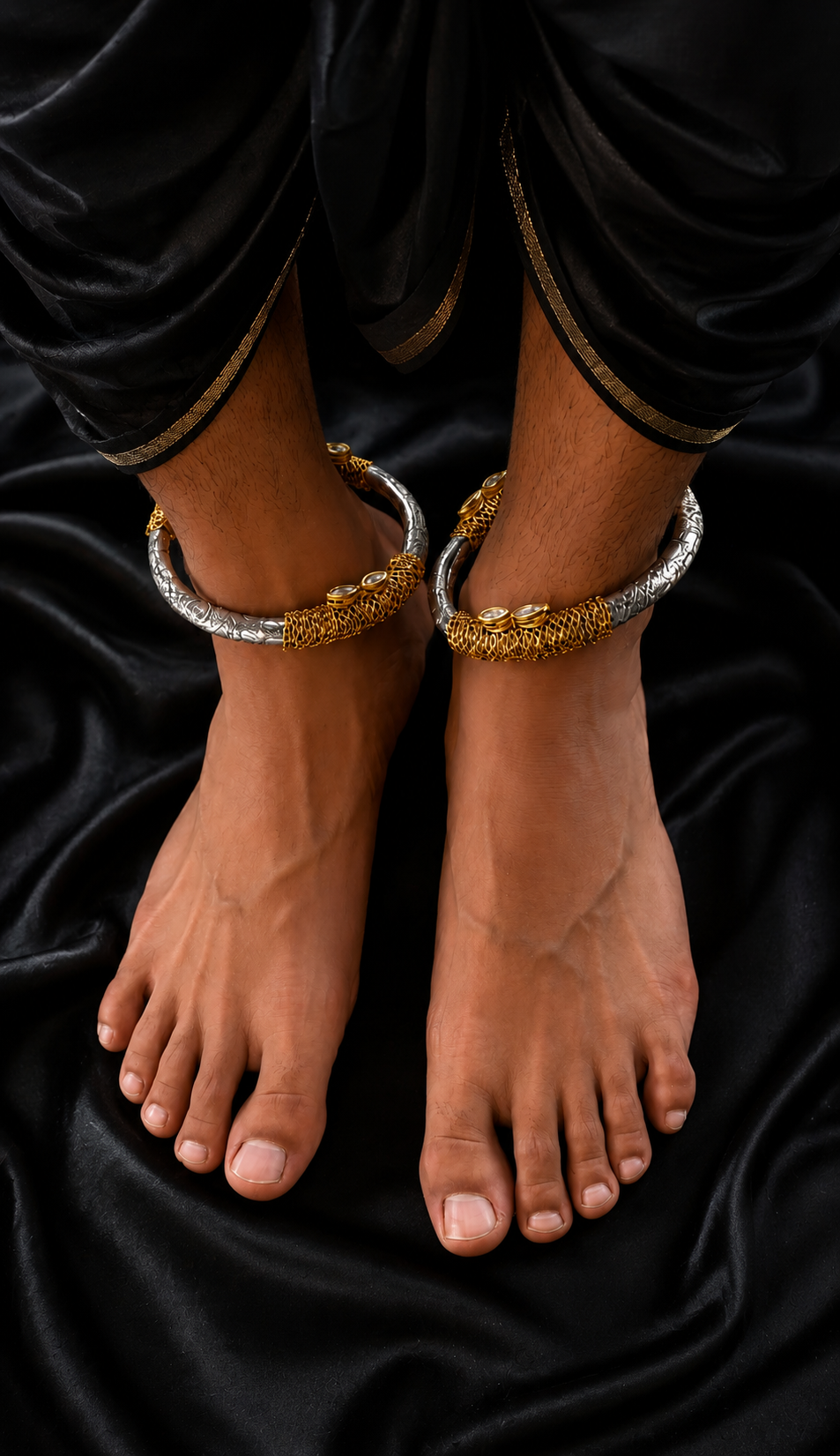 Men’s Oxidised Anklet Kada | Groom Ethnic Jewelry