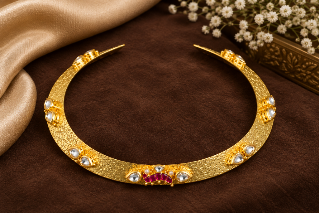 Copper Neckring with Kundan Work | Traditional Jewelry