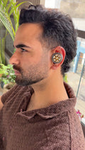 Men's Oxidized Silver Kundan Ear Cuff | Adjustable Statement Ear Wrap | No Piercing Ear Accessory – Karatique