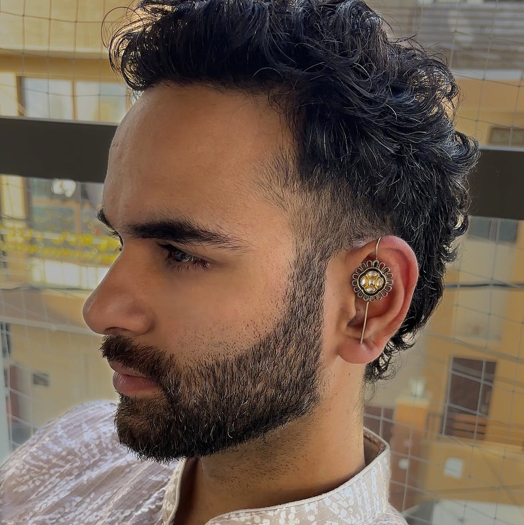 Kundan Oxidised Ear Cuff for Men & Women | Ethnic Jewelry