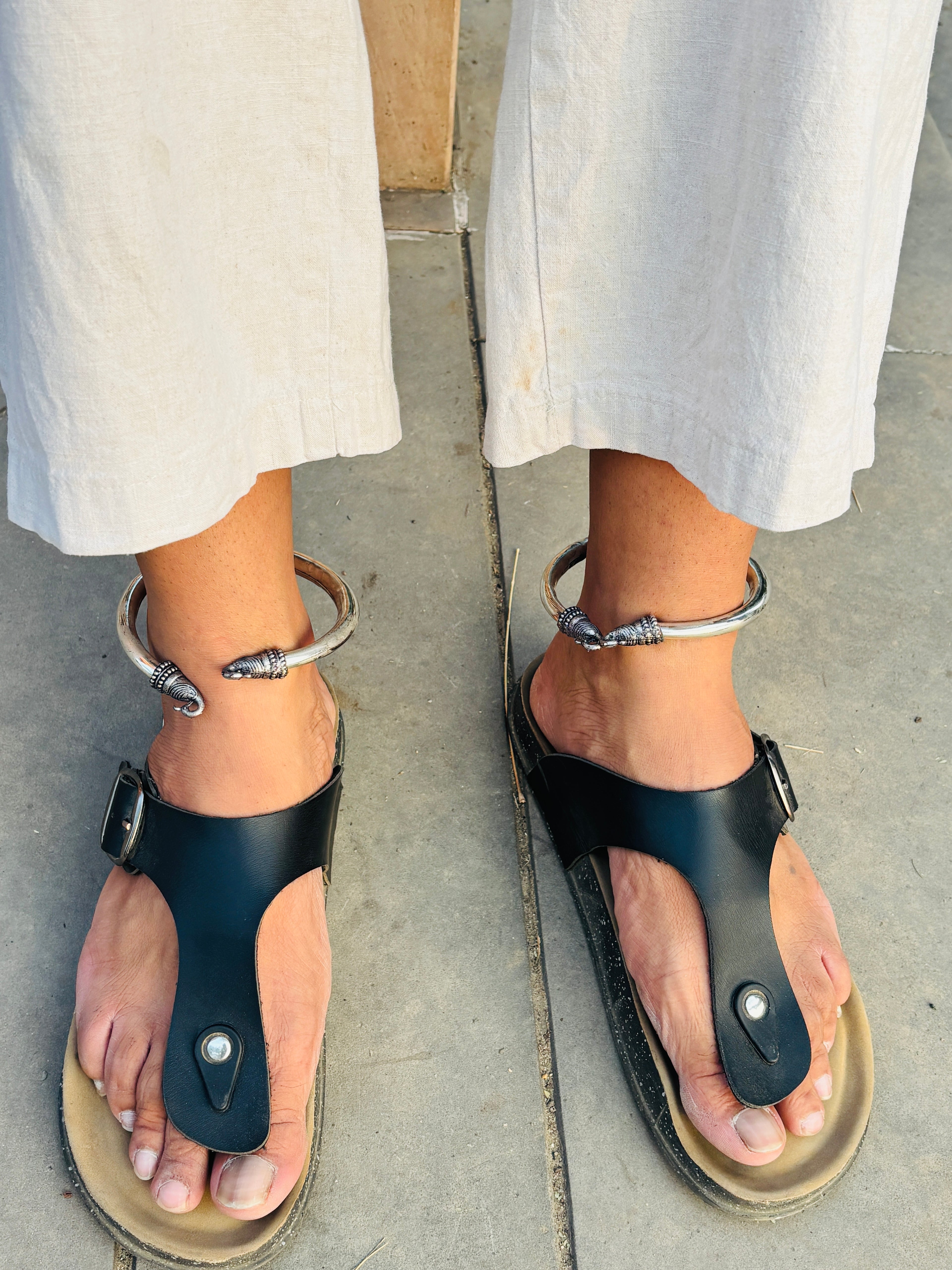 Oxidised Elephant Kada Anklet | German Silver Ethnic Jewelry