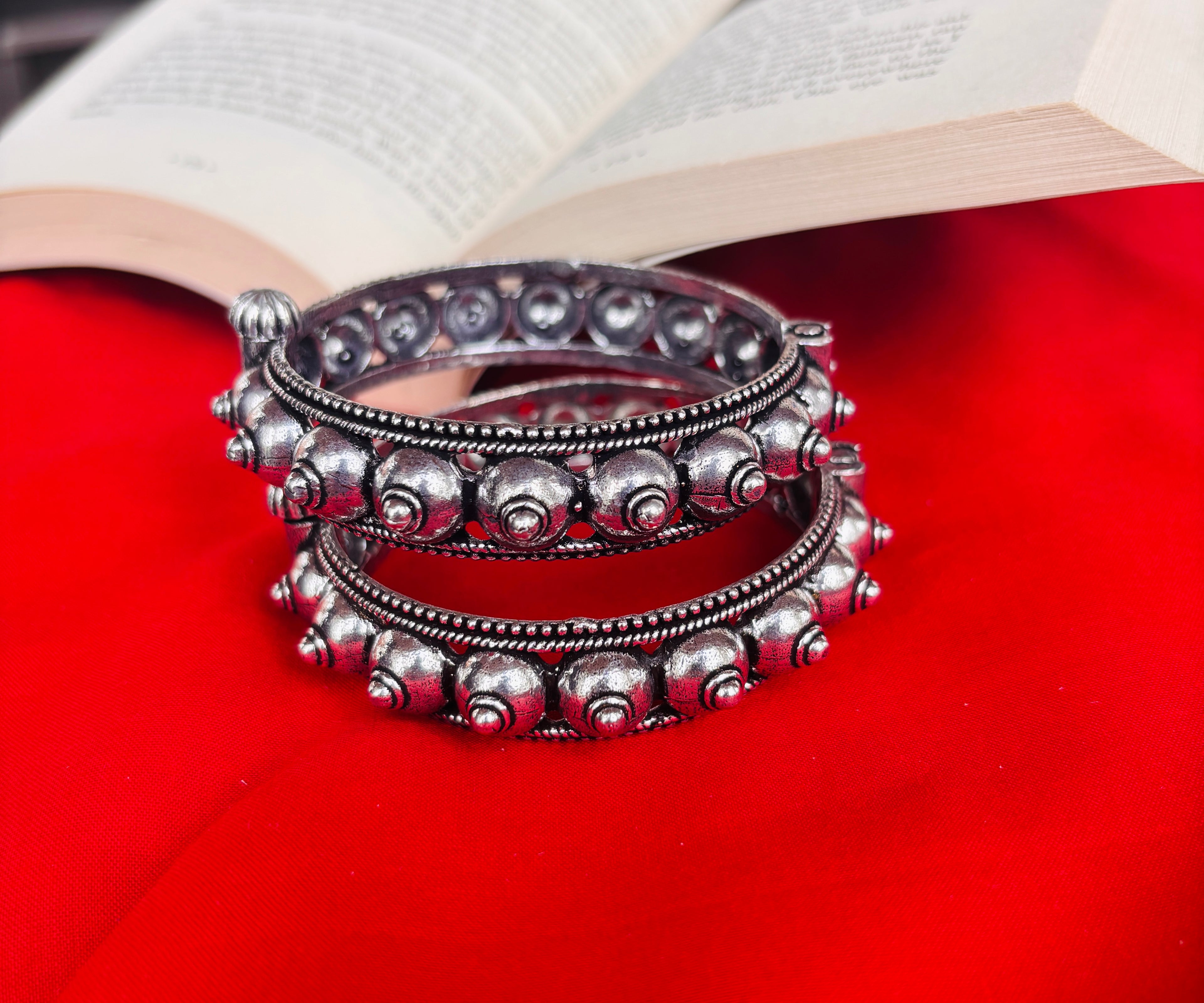 Oxidized Silver Plated Traditional Antique Finish Bangles for Women and Girls