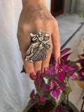 Oxidised German Silver Radha Krishna Ring | Traditional Ethnic Jewelry