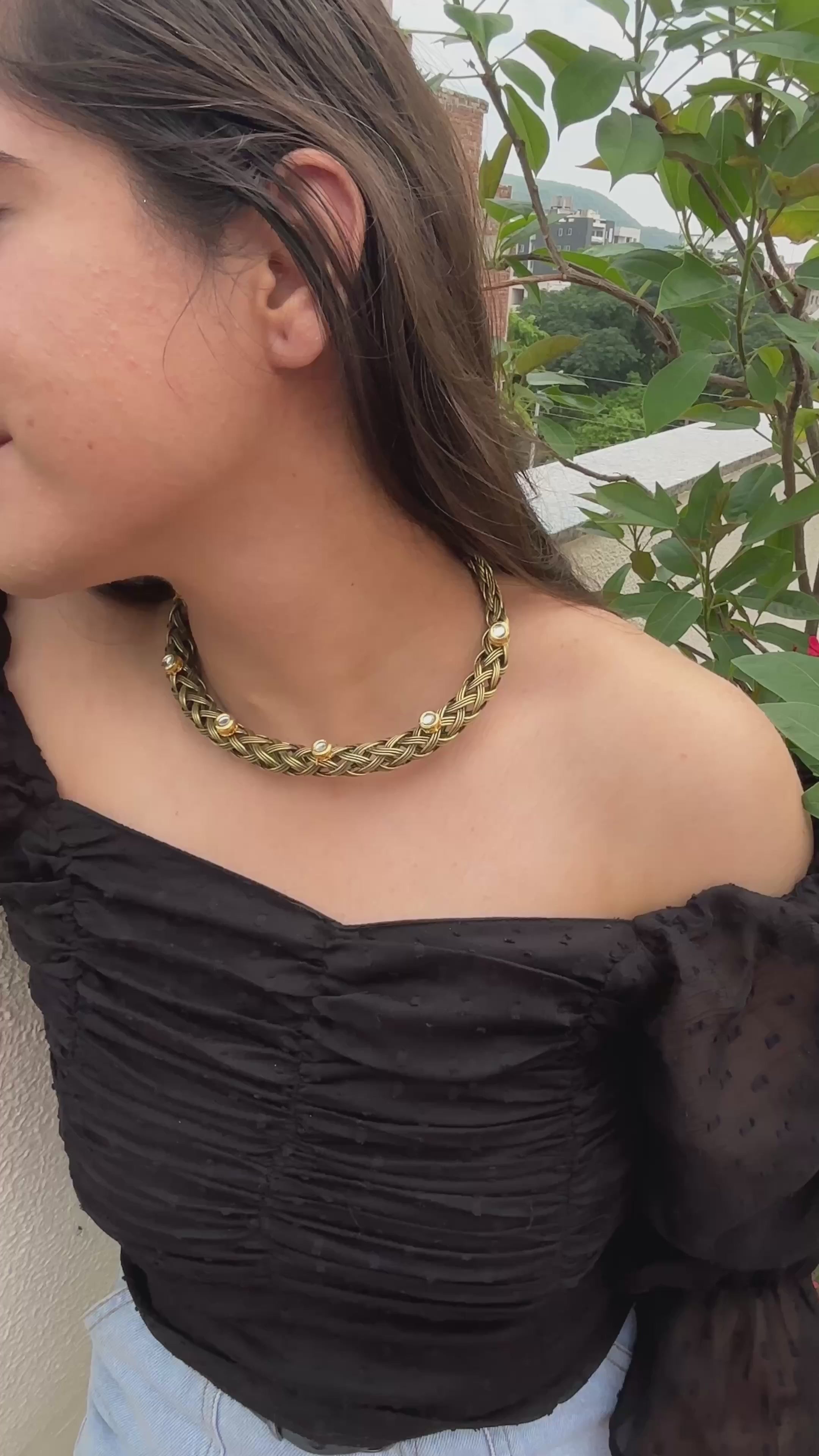 Oxidised Copper Plated Hasli Neckring for Women and Men