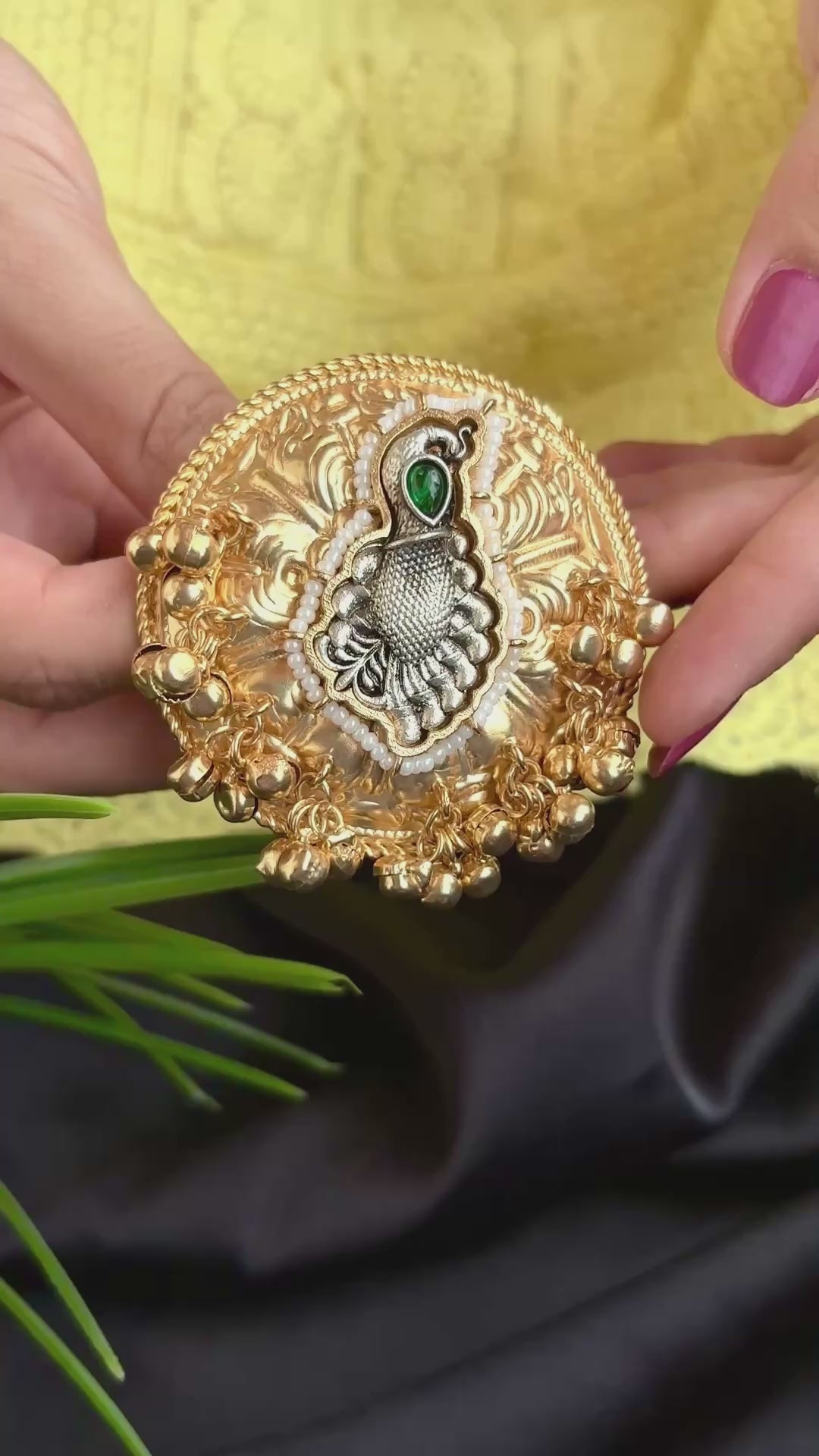 Oversized Gold Ghungroo Statement Ring | Designer Cocktail Ring for Women