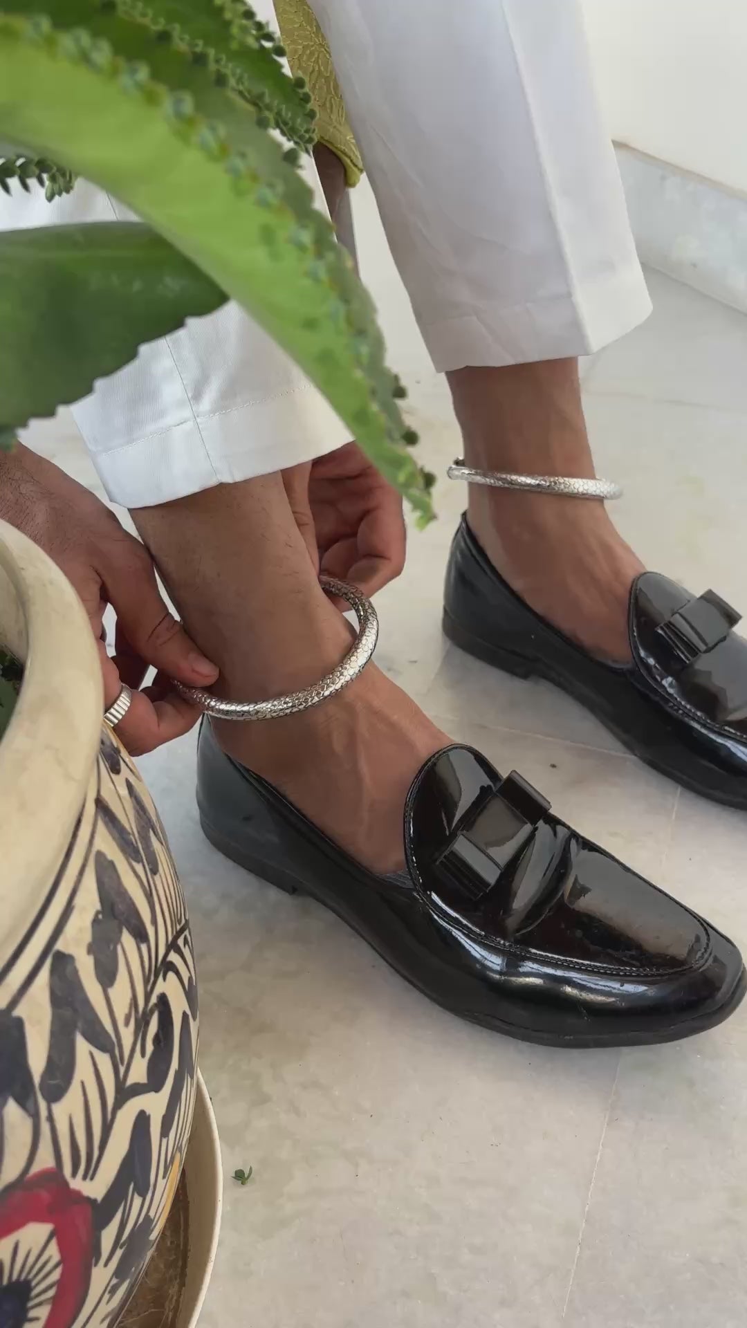 Oxidised German Silver Kada Anklet for Men & Women | Ethnic Jewelry