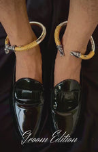 Men's Dual-Tone Kada Anklet | Adjustable Silver & Gold Tribal Anklet for men