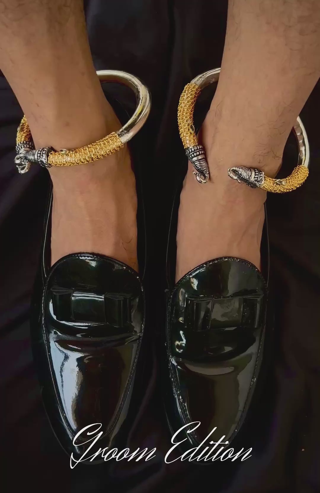 Men's Dual-Tone Kada Anklet | Adjustable Silver & Gold Tribal Anklet for men